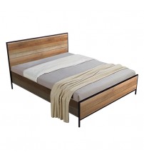 Mascot Queen Particle Board Metal Border Bed Frame in Oak Colour
